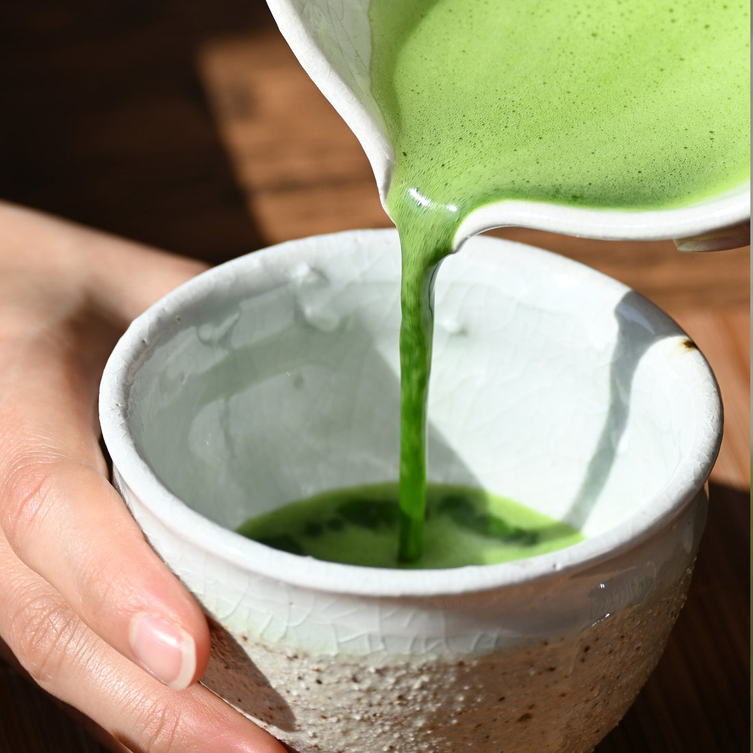 White pebble Shigaraki matcha latte cup, handcrafted Japanese ceramic with earthy pebbled glaze